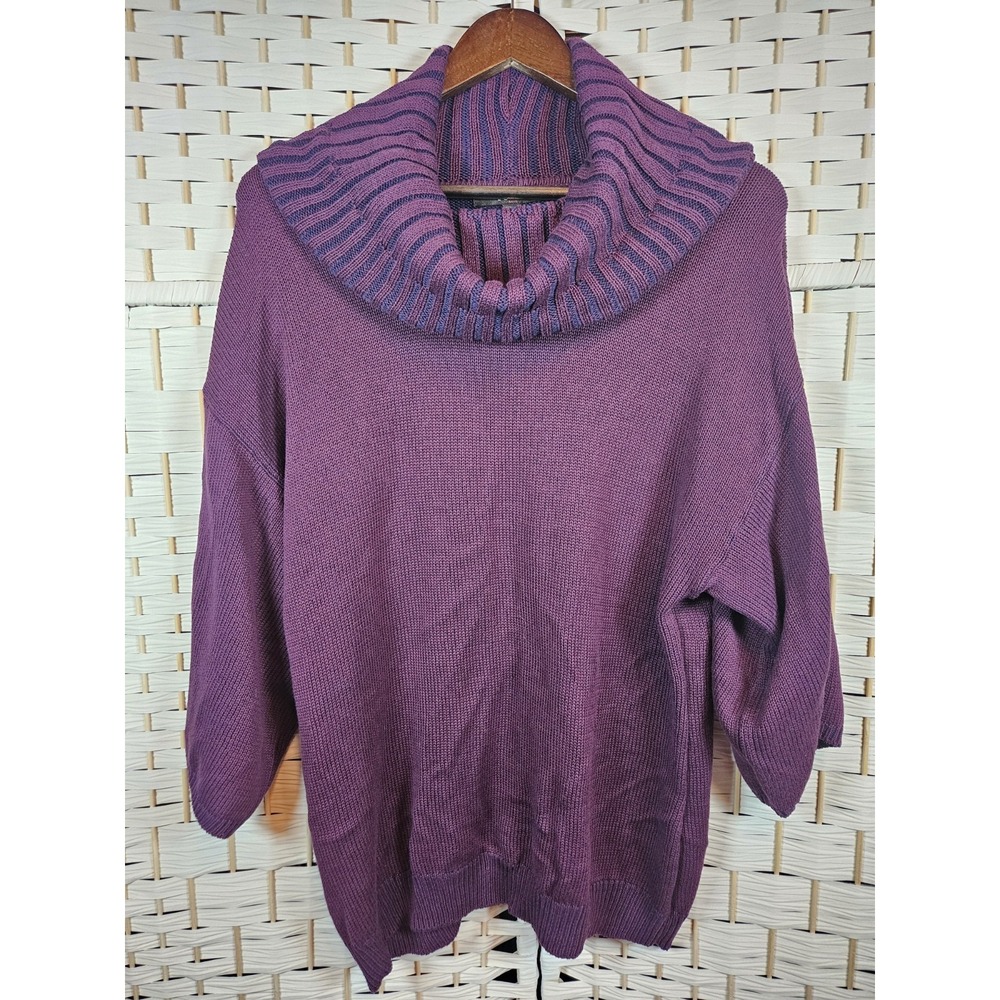 Fever Womens Burgundy Cowl Neck Heavy Sweater Sz XL Classic Colorful